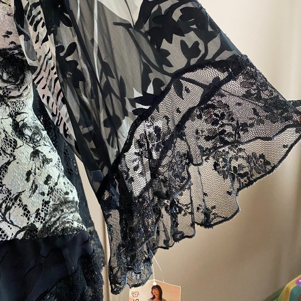 NWT LONG BLK SILK DRESS W/JACKET S - Picture 6 of 10